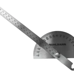 REGLA CON TRANSPORTADOR INOX 20 CM. Milimetrica
