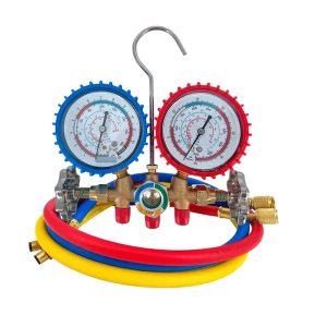 MANIFOLD 0-120-250-500 PSI (MANOMETRO P/CARGA DE AIRE ACOND. MANGUERA 1M)