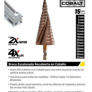 BROCA ESCALONADA DE 4-32MM COBALTO CR