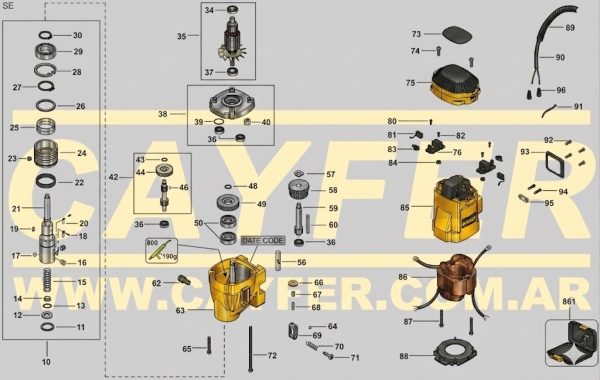 DESPIECE TALADRO MAGNETICO DEWALT DWE1622 - Imagen 3