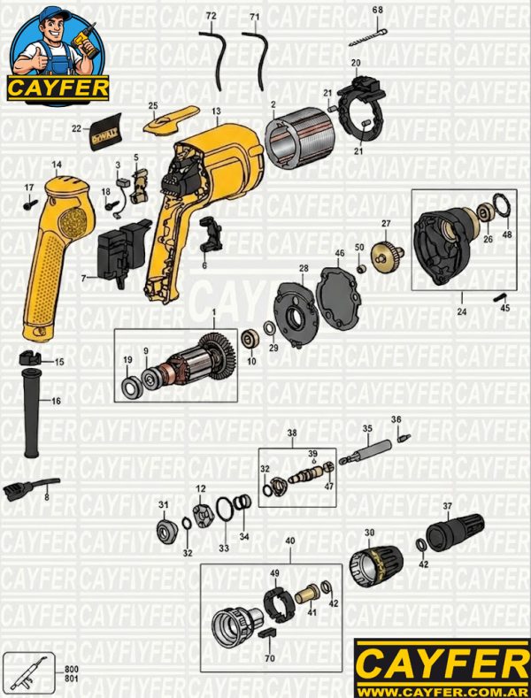 DESPIECE ATORNILLADOR DEWALT DW255 - Imagen 2