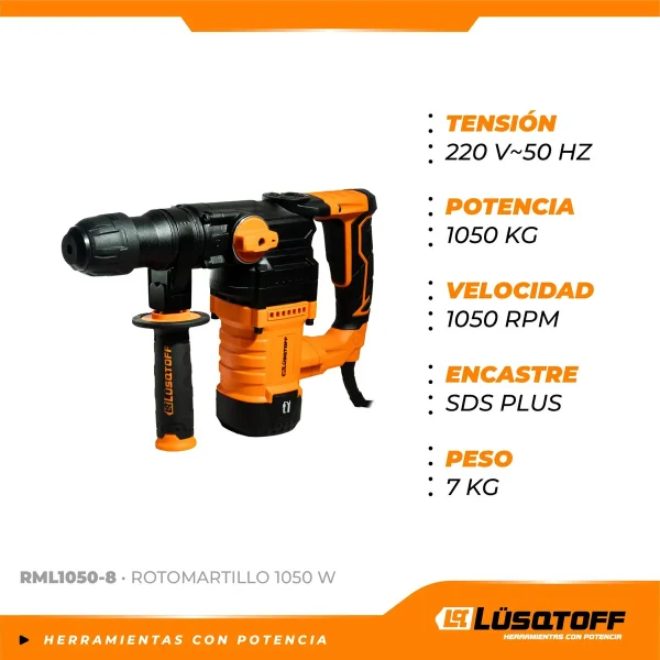 Rotomartillo Lusqtoff SDS Plus 1050 rpm RML1050-8 - Imagen 5