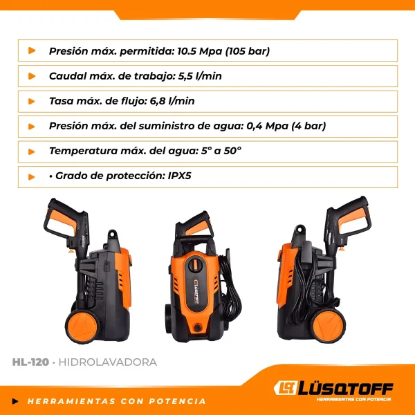 Hidrolavadora 105 Bar 1200w Lusqtoff Hl120 - Imagen 3